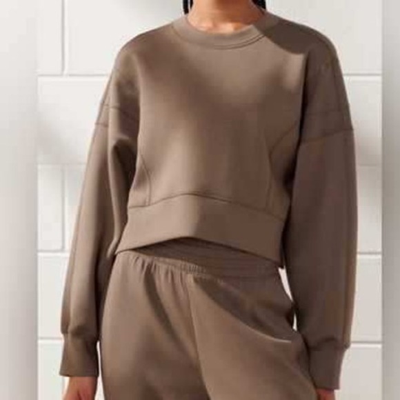 Abercrombie & Fitch -874 YPB Neoknit Cropped Sweatshirt Taupe Women's XS - Picture 1 of 10